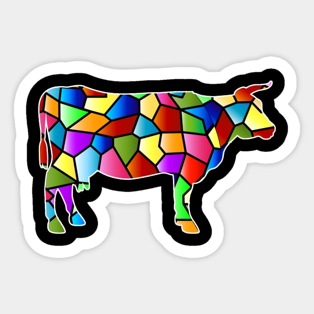 Cow Colorful Piece Sticker by Dunnhlpp